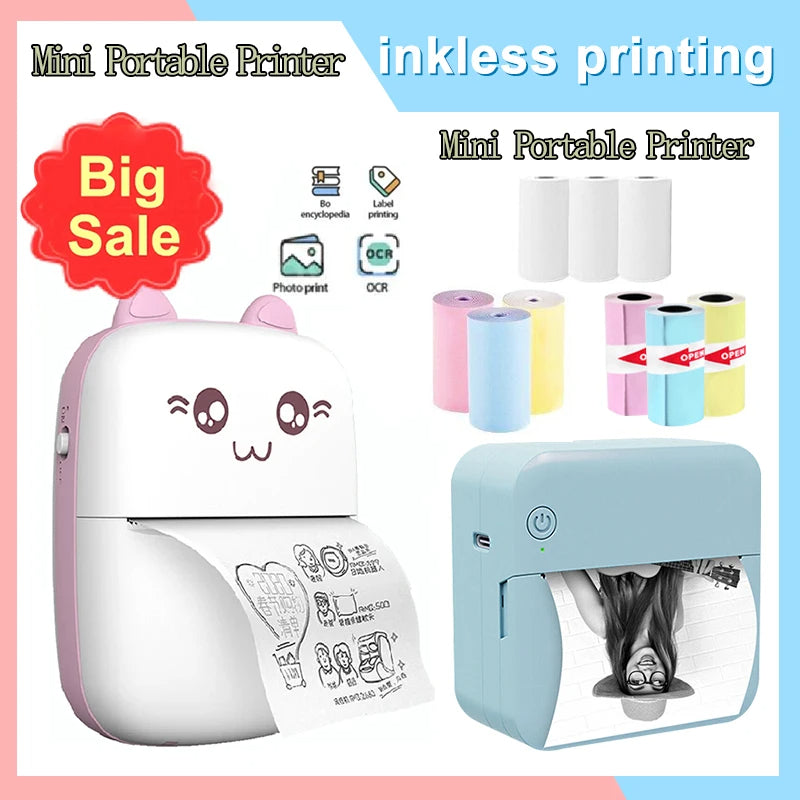 Portable Mini Pocket Printer BT Thermal Printer