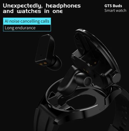 GT5  2 In 1 Wireless Earphones  Smart Watch